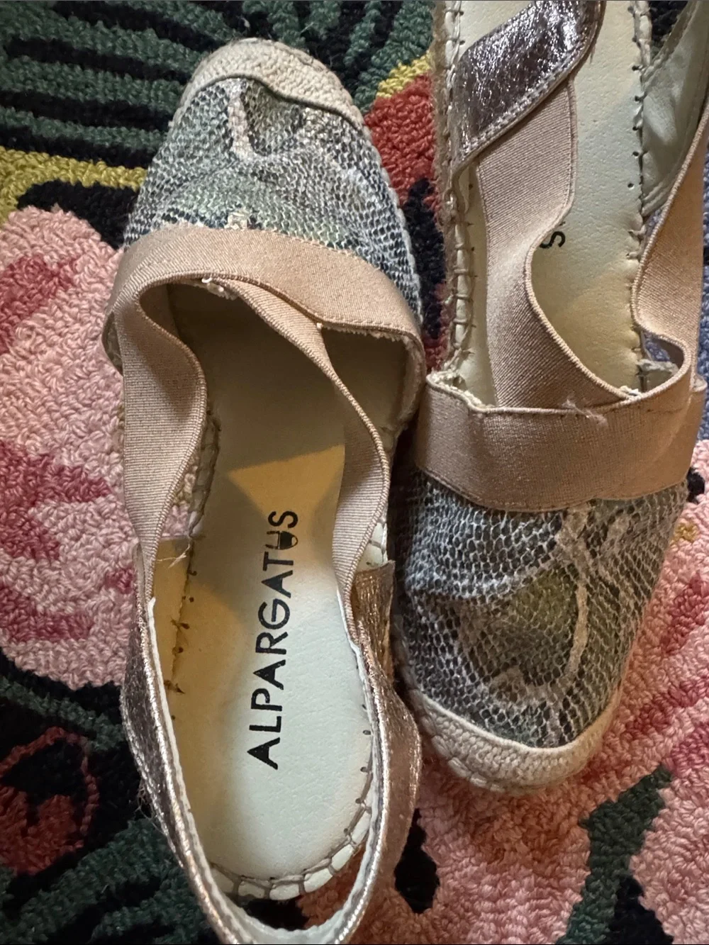 Women's Tan & Snake-Print Slingback Espadrilles size 39